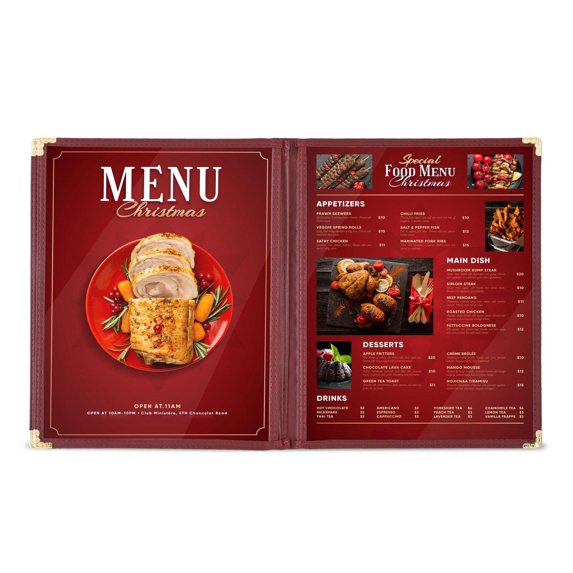 30 Pack WeChef 3-Page 6-View Menu Covers with Double Stitch Trim - Fits 8.5x11 Paper - Transparent Burgundy for Restaurants, Cafes & Food Service Businesses - Perfect for Daily Specials, Drink Lists & Seasonal Menus