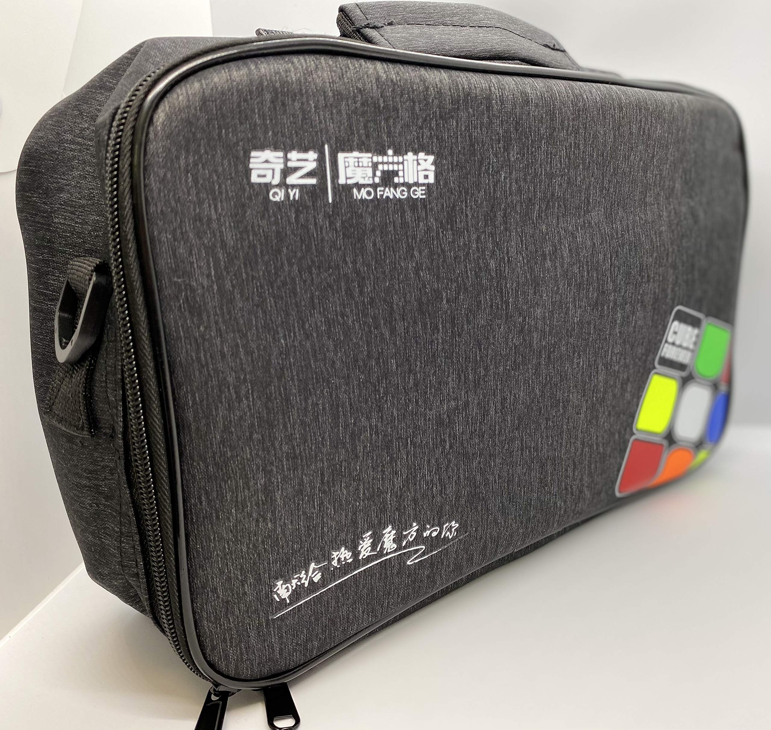 Professional Speed Cube Storage Bag with Individual Compartments for Timer, Cubes, Cup & Mat - Black Satchel Shoulder Carry Case for Competitions & Practice - Perfect for Rubik's Cube Enthusiasts & Speedcubers - by MRC