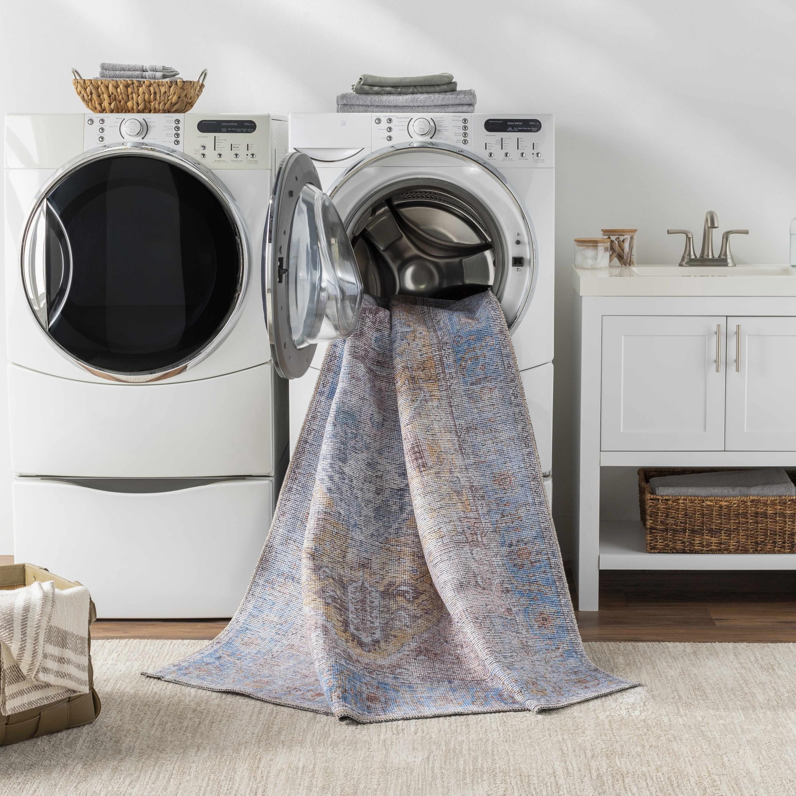 Hauteloom Tabina Machine Washable Area Rug - Gray & Purple - 7'10