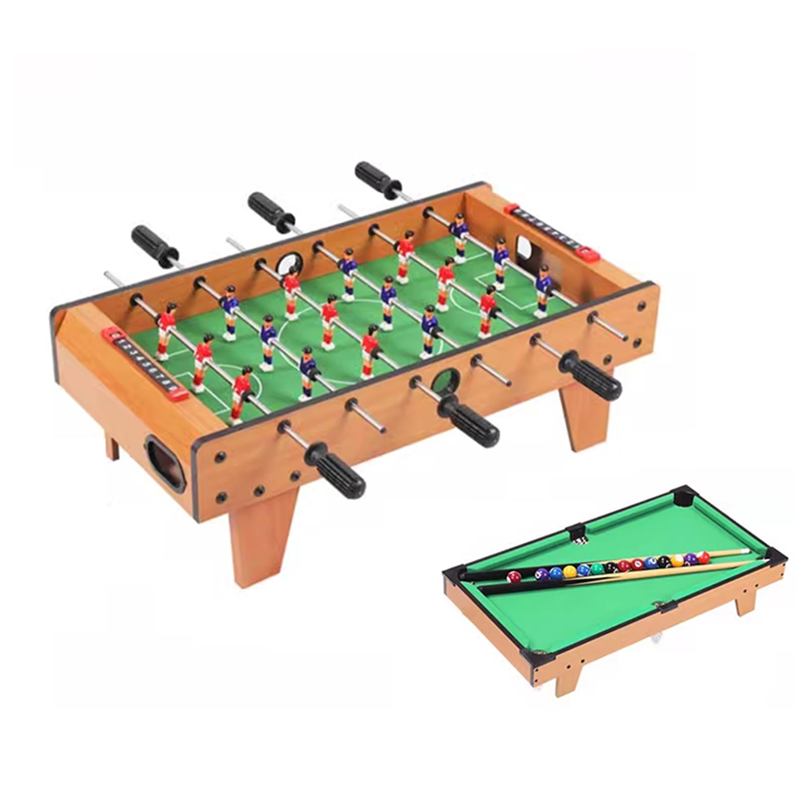 Portable Mini Table Football Game - Finger Battle Soccer Puzzle with Billiard Set for Kids & Adults - Fun Game Room & Party Entertainment for Family Gatherings & Indoor Play