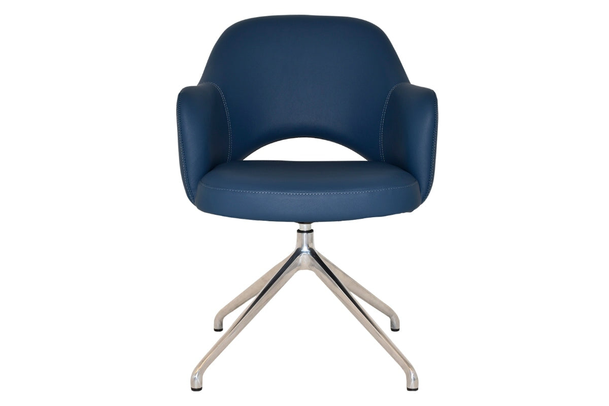 EZ Hospitality Cairo Indoor Armchair with Metal Base - Polished Aluminum Trestle for Living Room, Office, or Lounge Comfortable Seating