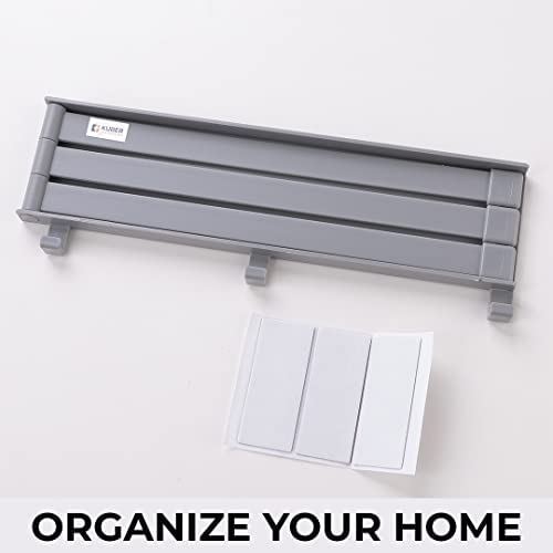 Kuber Industries 3-Pack 180 Degree Rotating Towel Holder Set - Self-Adhesive PP Bars for DIY Installation | Multi-Purpose Bathroom & Kitchen Organization | Minimalist Home Accessories (Grey, A3027) | Perfect for Small Spaces, Apartments and Dorm Rooms