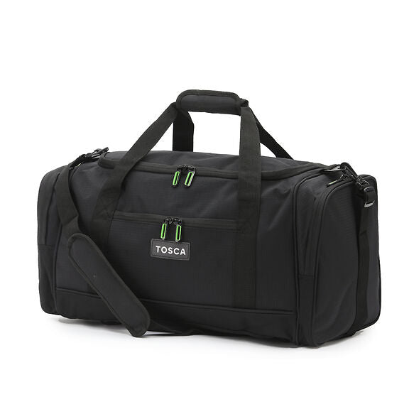 Tosca TCA798M 70cm Sports Duffle Bag - Black/Lime - Perfect for Gym, Travel & Sports Equipment Storage