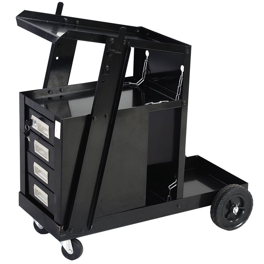 4-Drawer Portable Welding Cart with Wheels - Heavy Duty Steel Tool Storage for Garage, Workshop & DIY Projects