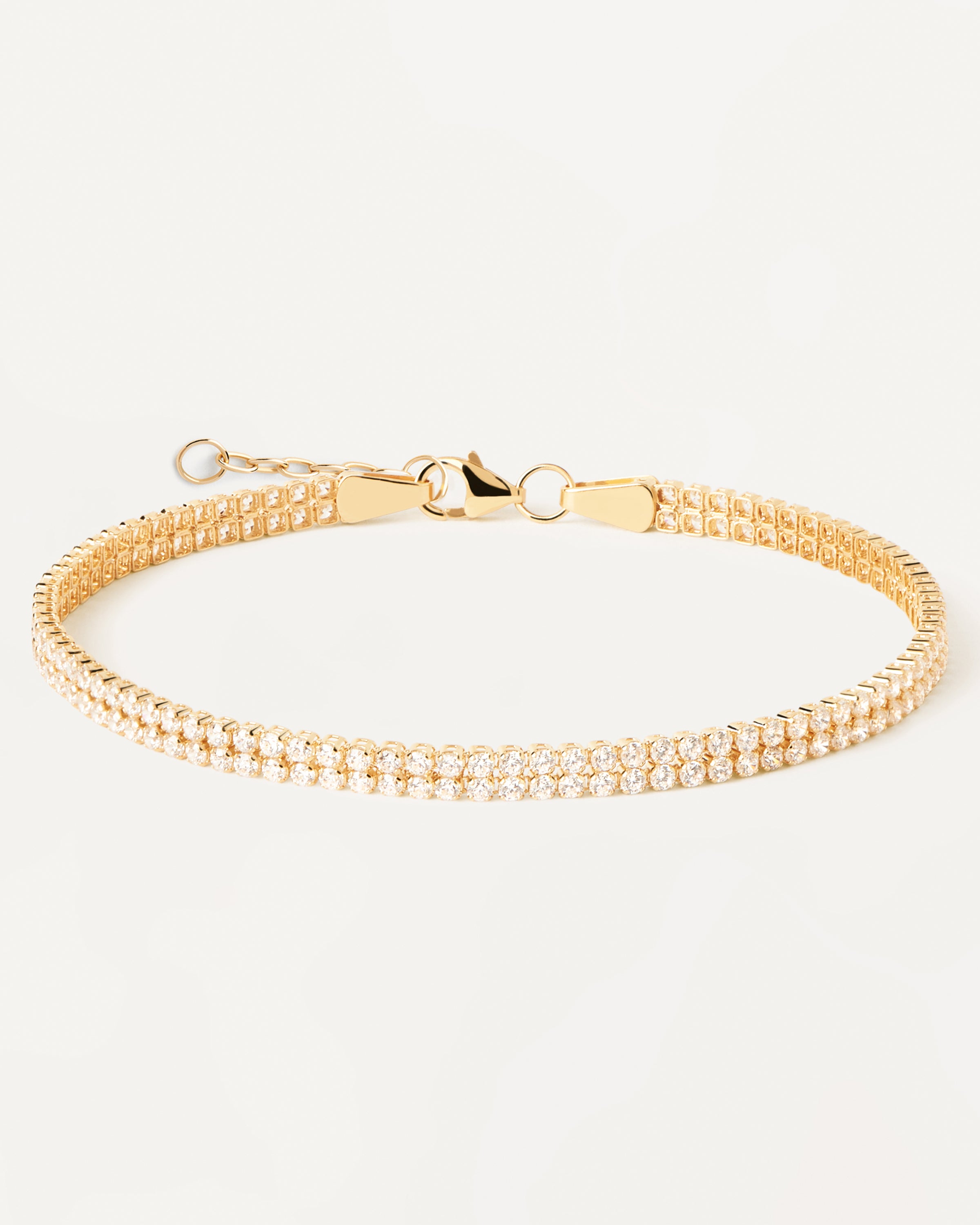 Elegant Diamond & Gold Double Tennis Bracelet for Women - Perfect for Weddings, Parties & Special Occasions