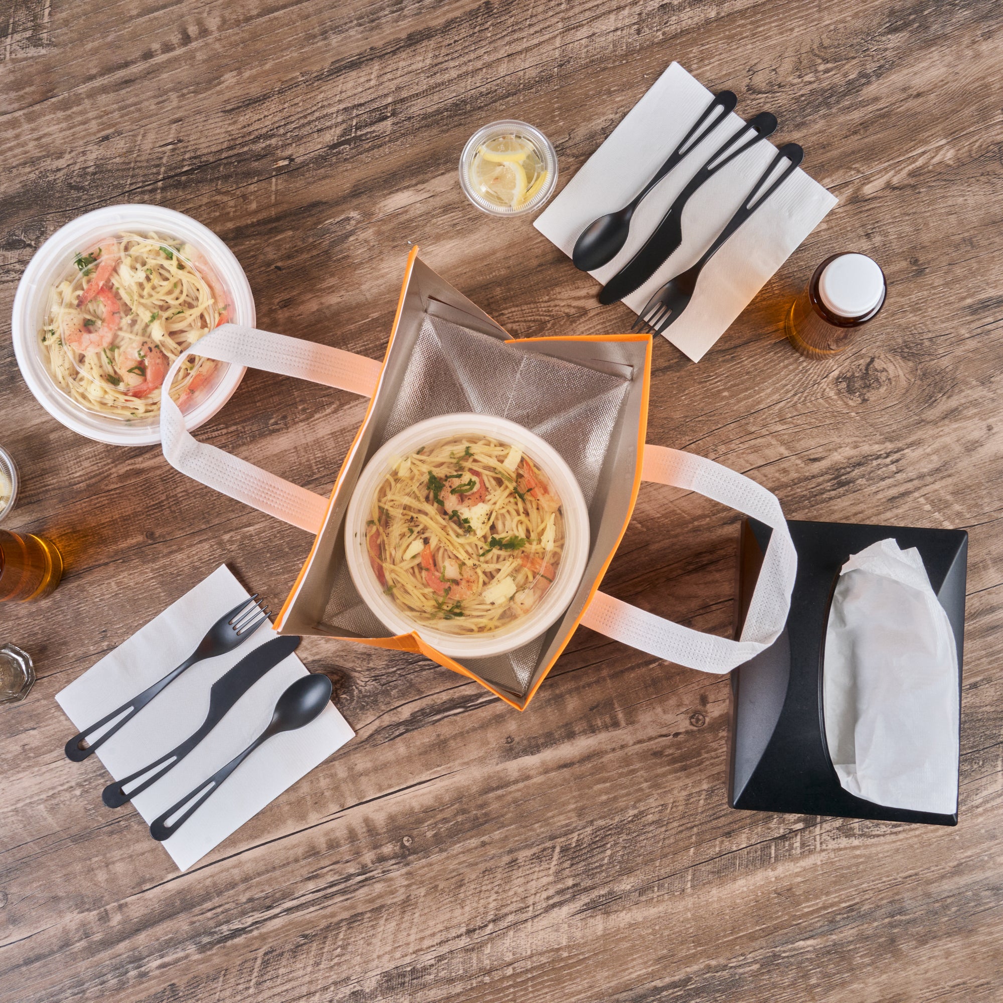 Insulated Orange Take Out Bags - Tamper Evident Food Delivery Bags (10.25