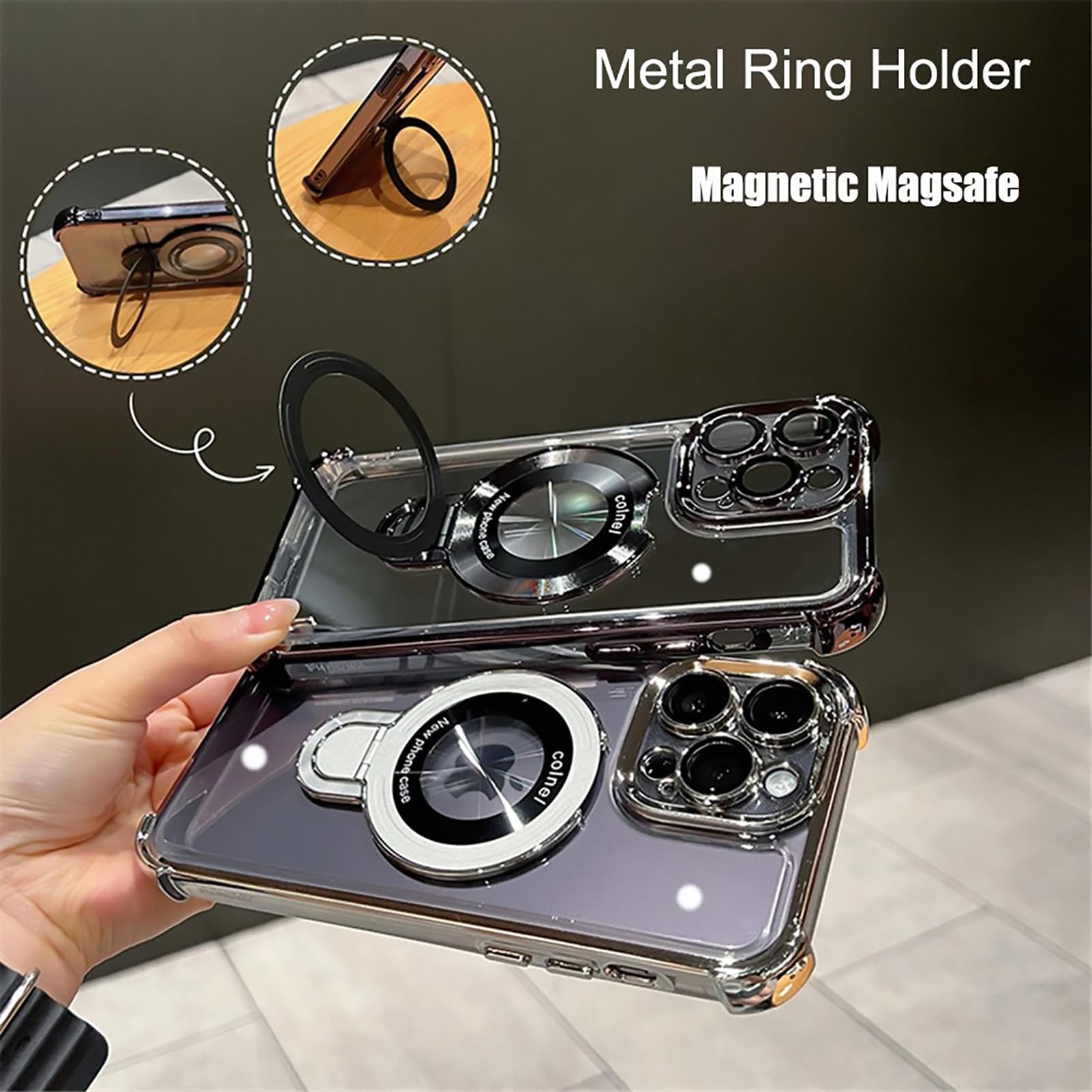 Magnetic Ring Stand Case for iPhone 14 Pro Max - Military Grade Shockproof, Slim Design, MagSafe Compatible, Purple | Perfect for Work, Travel & Everyday Protection