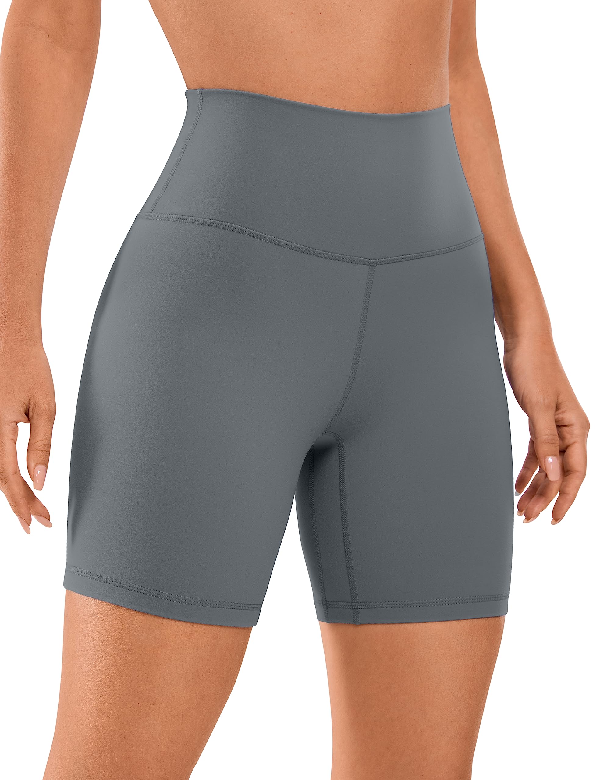 CRZ YOGA Women's High Waist Biker Shorts 4''/6''/8'' - Brushed Naked Feeling Matte Spandex Workout Shorts for Gym, Running, Yoga & Lounge Wear