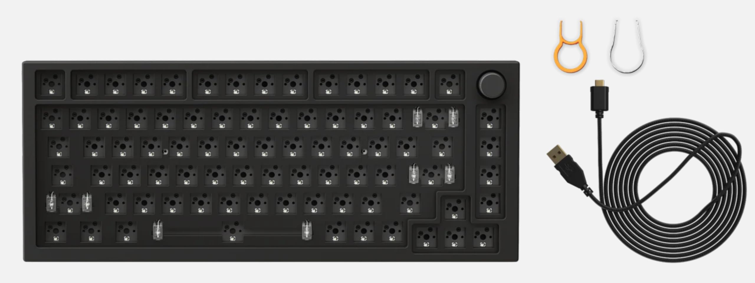 Glorious GMMK PRO 75% Modular Mechanical Gaming Keyboard - Barebone TKL (75% Layout), 1.5kg Aluminum Frame, Hot-Swappable 5-Pin Switches, RGB Backlit, ANSI US Layout - Black - Perfect for Esports, Streaming & Office Work