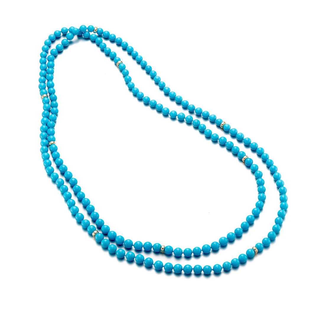 5mm Turquoise Rope Necklace for Women - Natural Stone Beaded Boho Jewelry - Perfect for Layering, Gift Giving & Everyday Wear