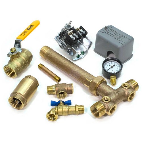 1.25 x 14 Inch Water Well Pressure Tank Installation Kit with UNION & VALVES, FSG2 40/60 Pressure Switch (Lead-Free) - Perfect for Home Water Systems, Well Maintenance & Plumbing Repairs