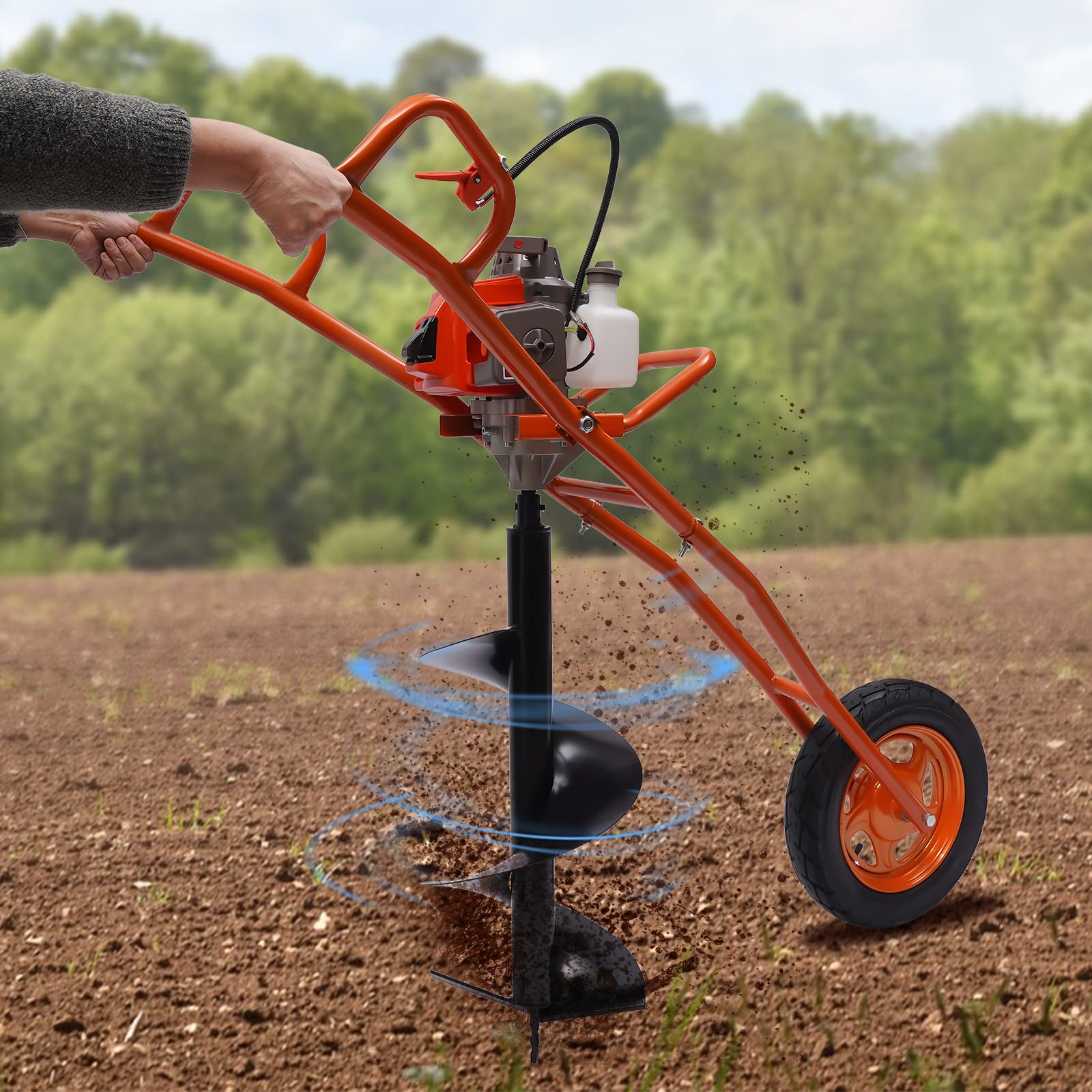 63CC 3HP Gas Powered Post Hole Digger Earth Auger - 11