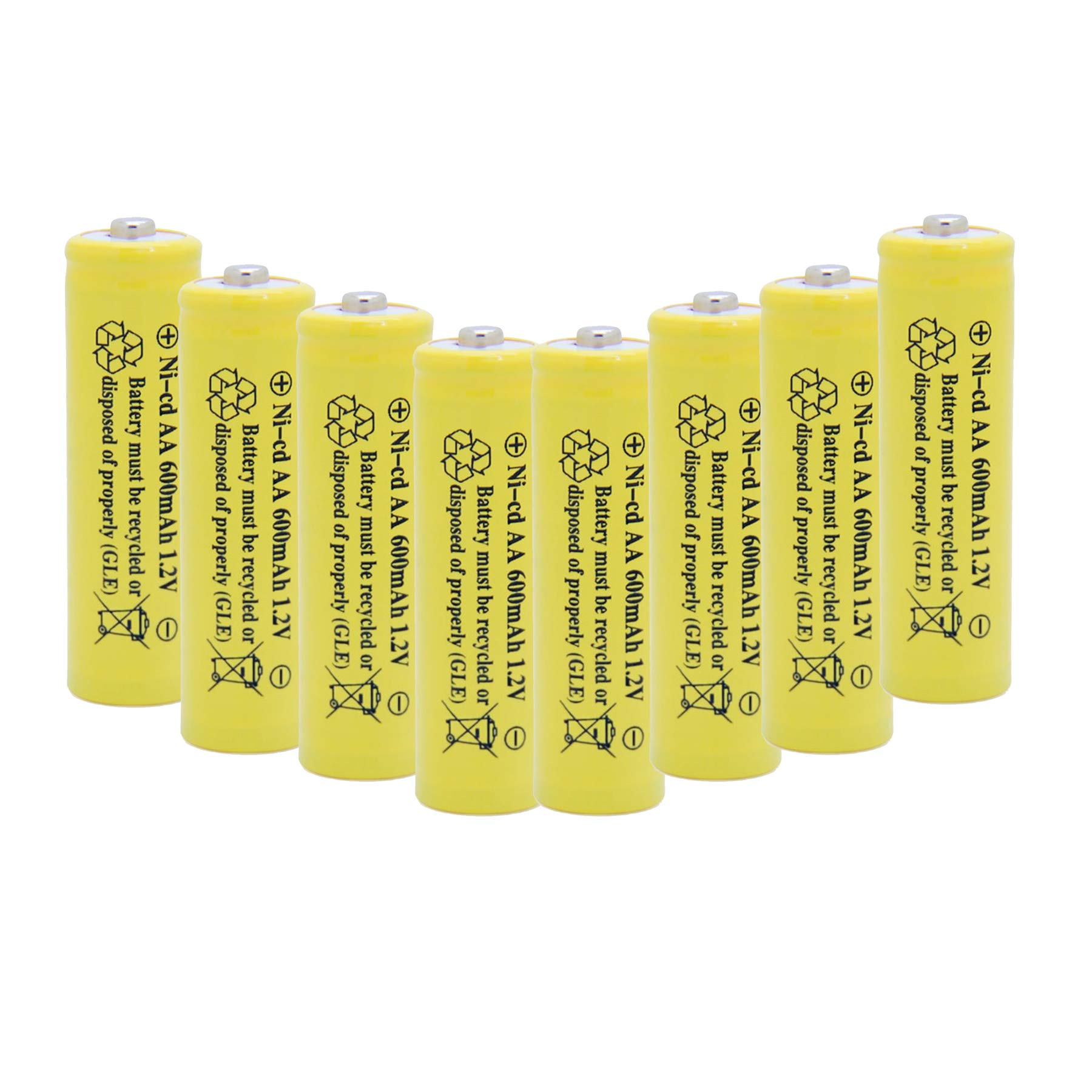 8 Pack AA 1.2V 600mAh Ni-Cd Rechargeable Solar Batteries for Outdoor Solar Lights, Garden Lamps, Pathway Lighting - Long Lasting Power for Solar Powered Devices