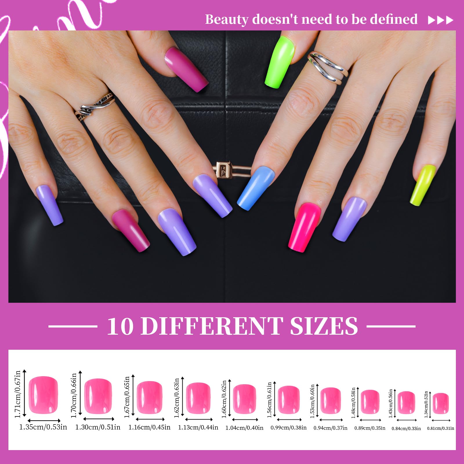 576PCS 24 Color Long Coffin Press On Nails Kit - Glossy Ballerina Fake Nails with Stickers, Acrylic Square Nail Art for DIY Manicure | Perfect for Parties, Weddings, and Special Occasions