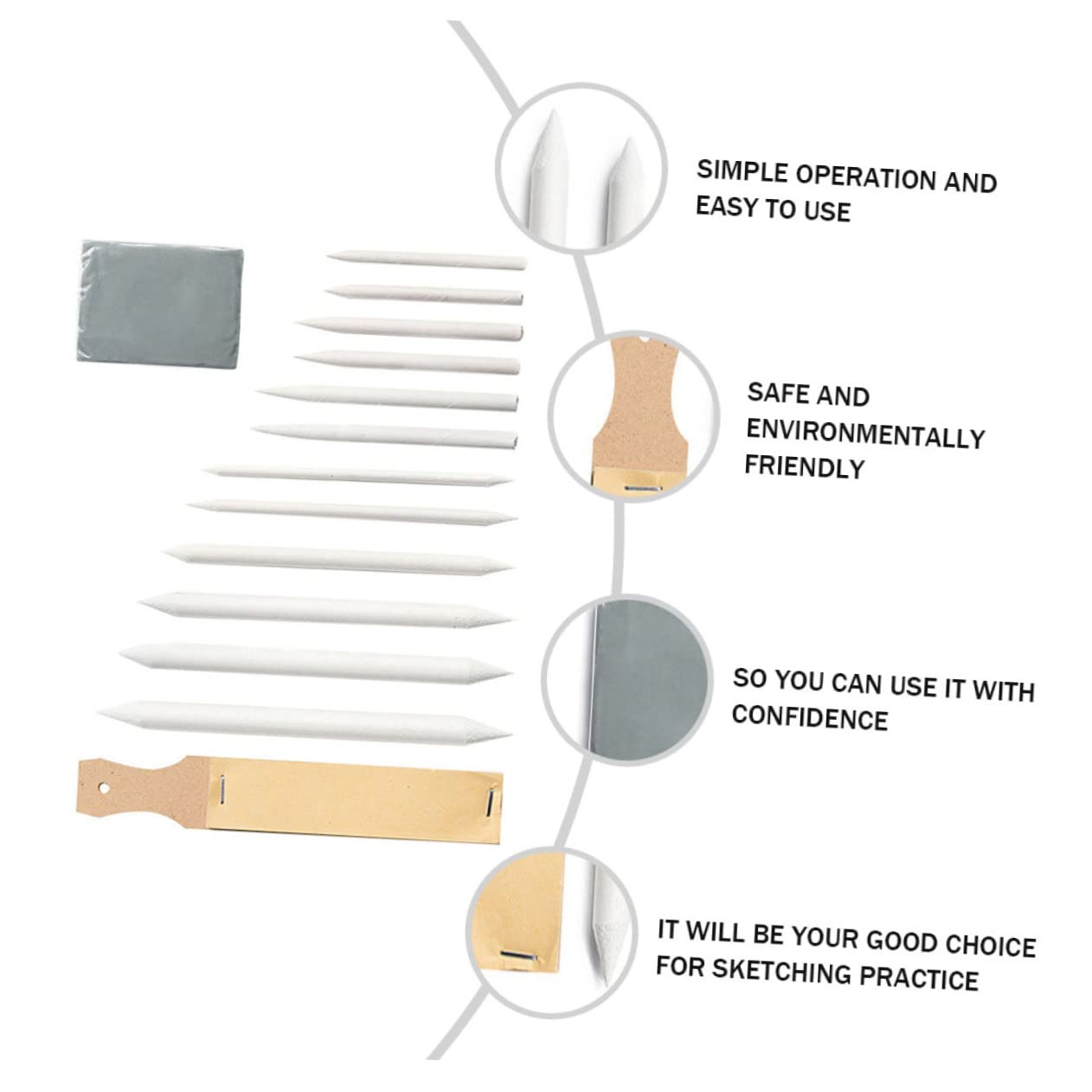 Cabilock 3-Piece Sketching Kit - Pencils, Blenders & Paper for Artists