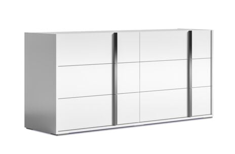Bianca 6-Drawer White Lacquer Dresser - Modern Bedroom Storage Furniture for Home Organization & Closet Space Saving