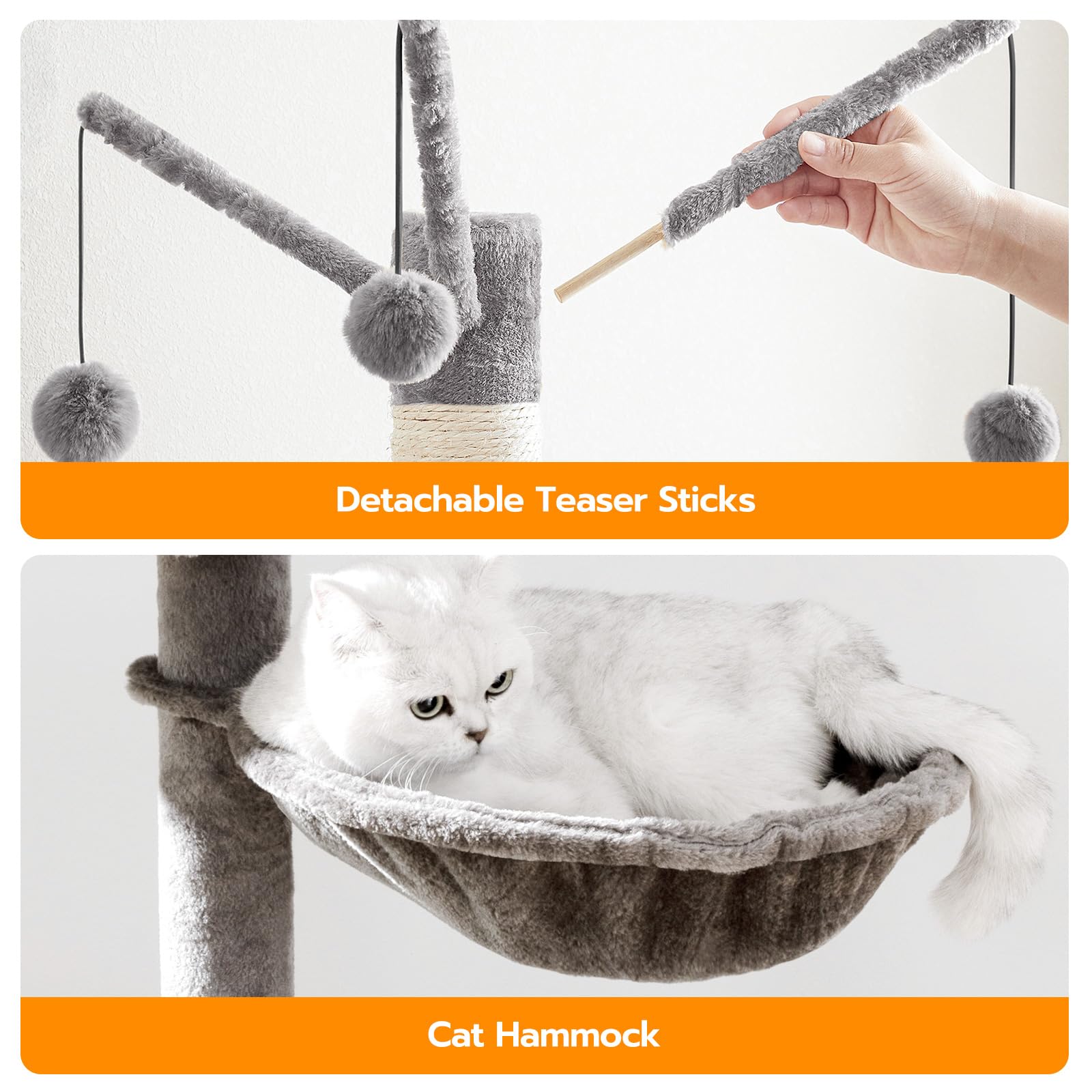 HOOBRO Wooden Cat Tree Tower with Litter Box Enclosure - All-in-One Indoor Cat Furniture with Scratching Posts, Hidden Litter Box & Cat House - Perfect for Small Spaces & Multi-Cat Homes (Greige BG15MZ03) | Ideal for Apartments, Living Rooms & Pet-Friendly Spaces