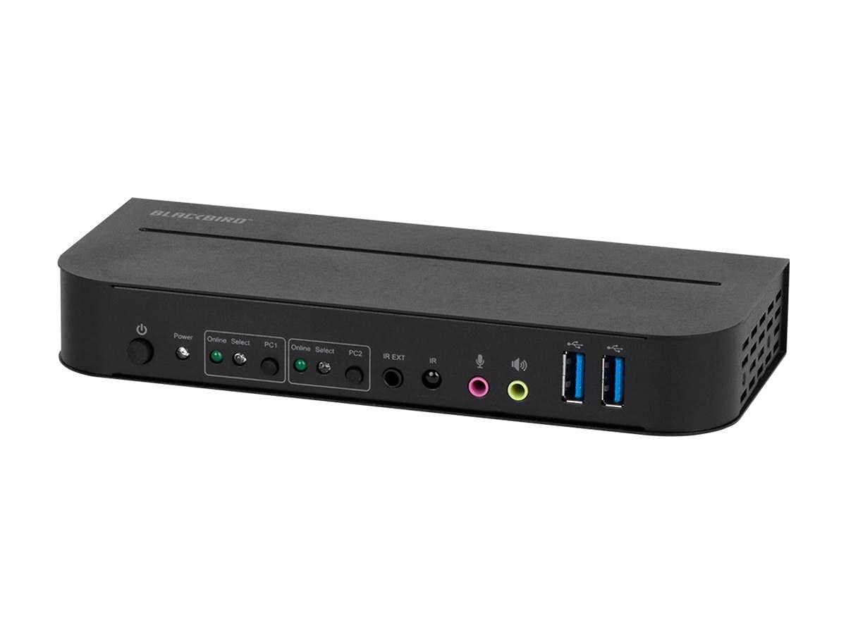Monoprice Blackbird 4K 2x1 KVM Switch - DisplayPort 1.4 & USB 3.0 - 4K@60Hz HDR, YCbCr 4:4:4, HDCP 2.2 - Share Keyboard, Mouse, Monitor & Printer Between 2 Computers - Perfect for Home Office & Gaming Setup