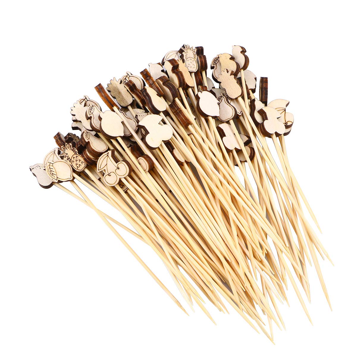 DOITOOL 100-Pack Disposable Wooden Dessert Forks - 12cm Assorted Fruit Picks for Cocktails, Appetizers, Party Supplies & Food Serving | Perfect for Weddings, BBQs, Picnics & Catering Events