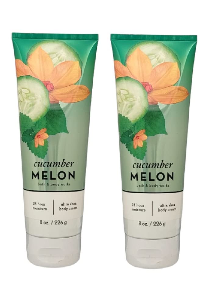 Bath and Body Works Cucumber Melon Ultra Shea Body Cream 2-Pack (8 Oz Each) - Moisturizing Lotion for Dry Skin, Perfect for Daily Use & Gift Giving