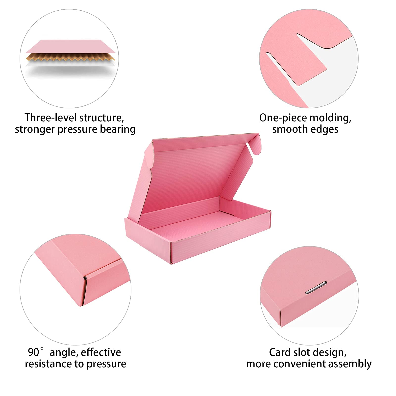 Pink Corrugated Cardboard Shipping Boxes 12x8x2 Inches - Pack of 12 for Small Business Packaging, Storage & Gift Giving | Perfect for Ecommerce, Craft Supplies & Home Organization
