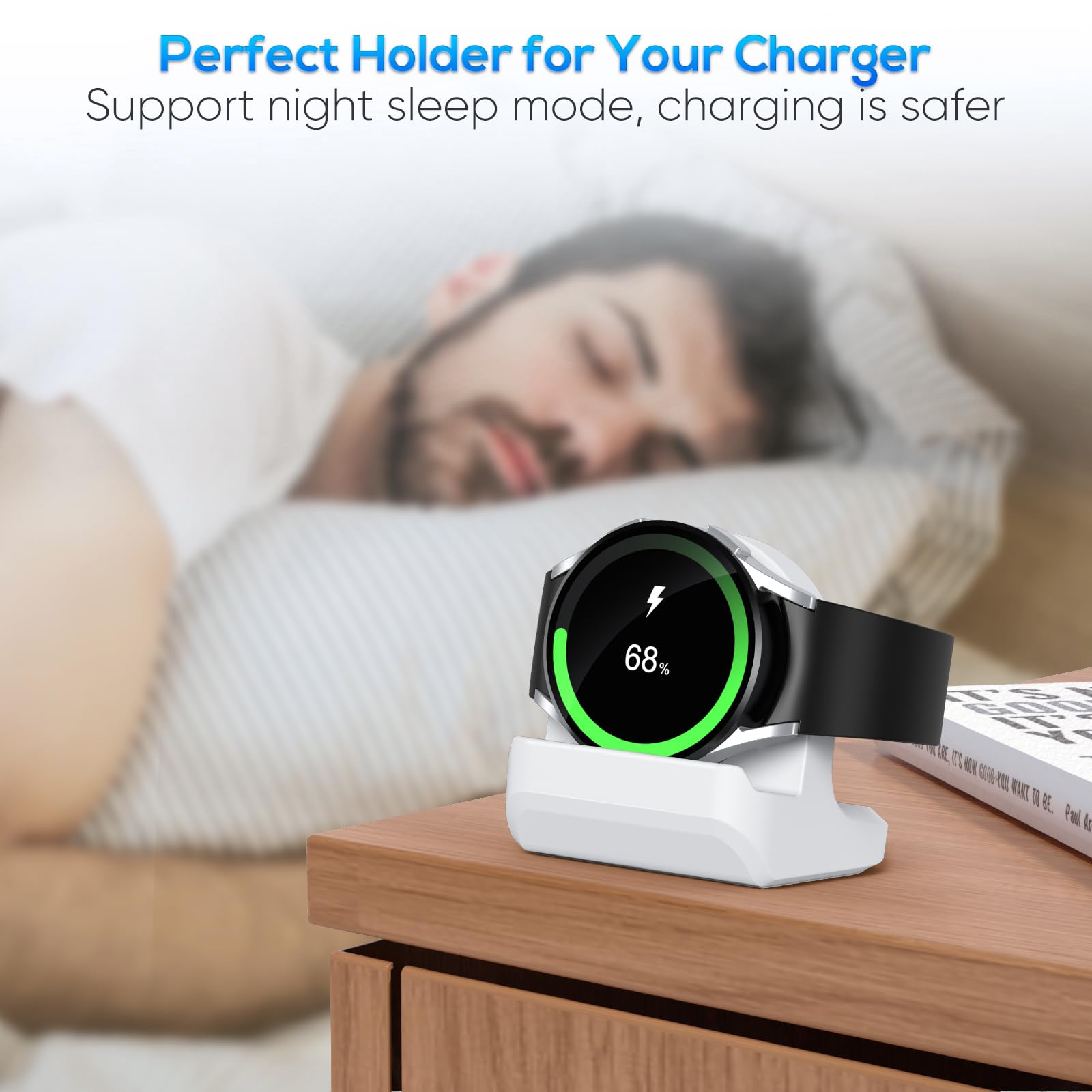 Samsung Galaxy Watch Stand - Universal Charging Dock for Watch 7 40mm/44mm, Watch Ultra, Watch 6 Classic, Watch 5 & 5 Pro - Non-Slip Silicone Holder (White) | Perfect for Nightstand, Office Desk & Travel | Charger Cable Not Included