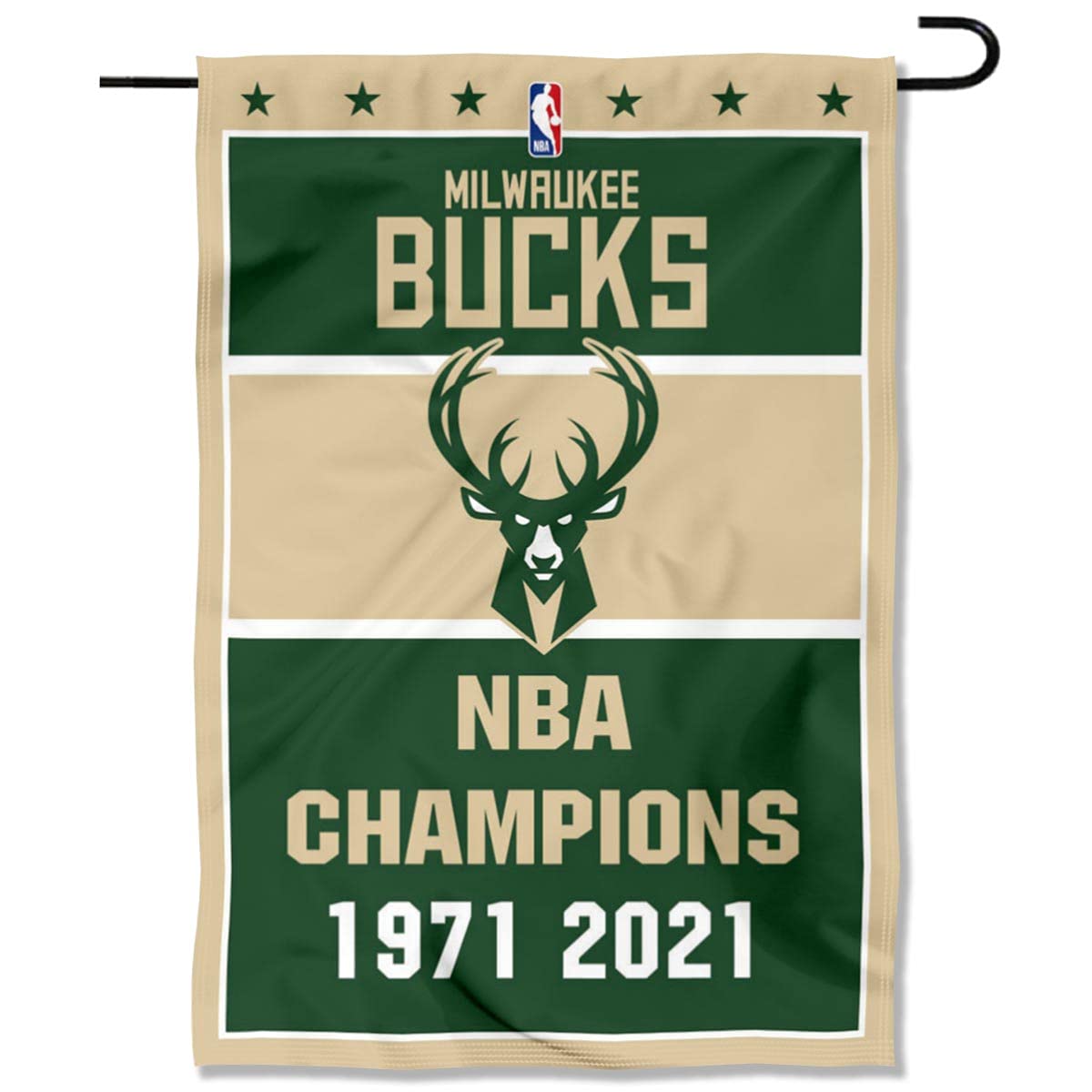WinCraft Milwaukee Bucks 2-Time NBA Champions Double-Sided Garden Flag - Perfect for Basketball Fans, Yard Decor & Sports Themed Outdoor Decorations