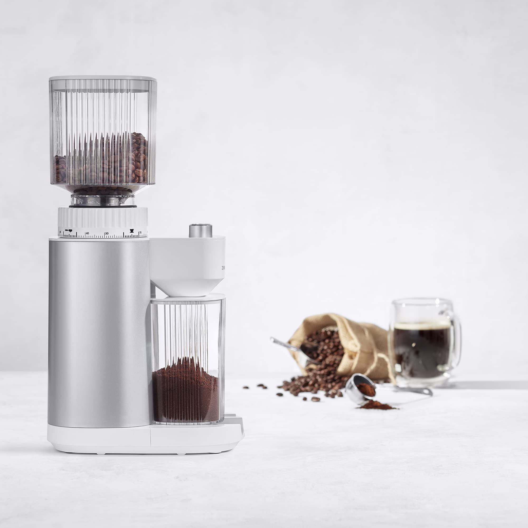 ZWILLING Enfinigy Electric Burr Coffee Grinder - 140 Grind Settings for Espresso to Drip Coffee - Silver - Perfect for Home Baristas & Coffee Lovers