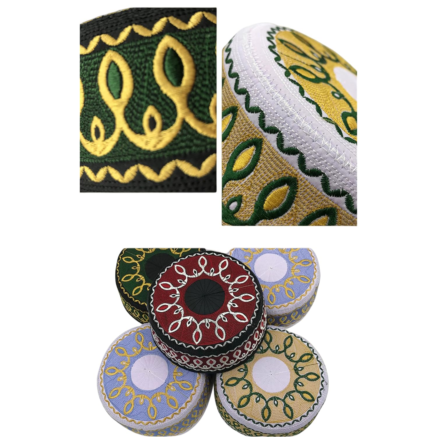 Men's Muslim Prayer Kufi Hat - Embroidered Islamic Skull Cap for Prayer & Daily Wear - Traditional Kufi, Takke, Kofia Topi for Men & Boys - Perfect for Mosque, Home Worship & Cultural Events