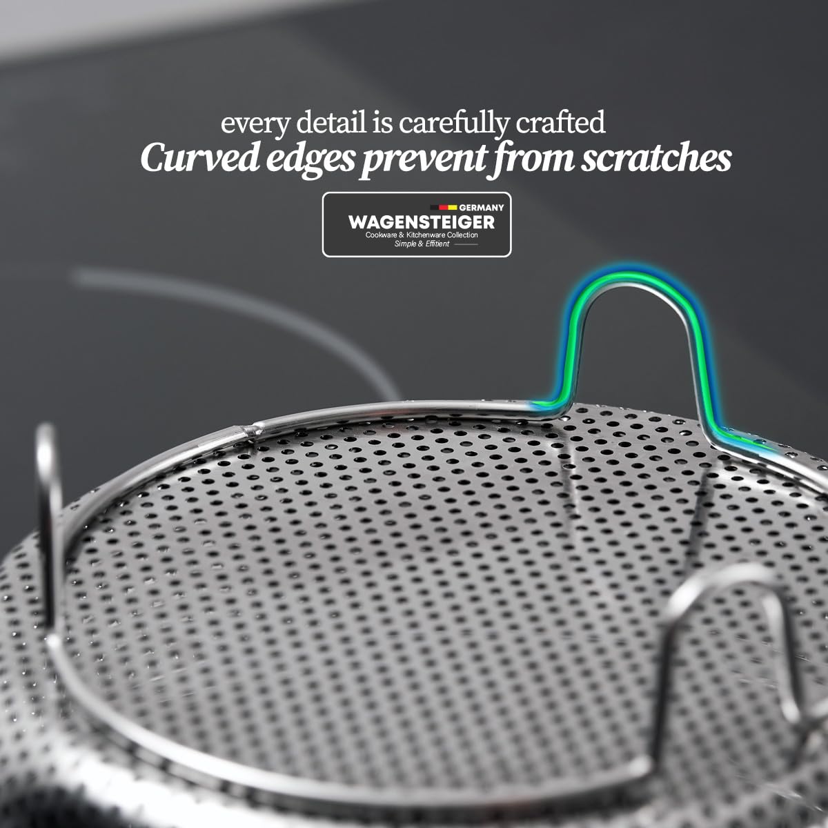 Premium SUS304 Stainless Steel Steamer Basket with Handles & Feet - 7.1