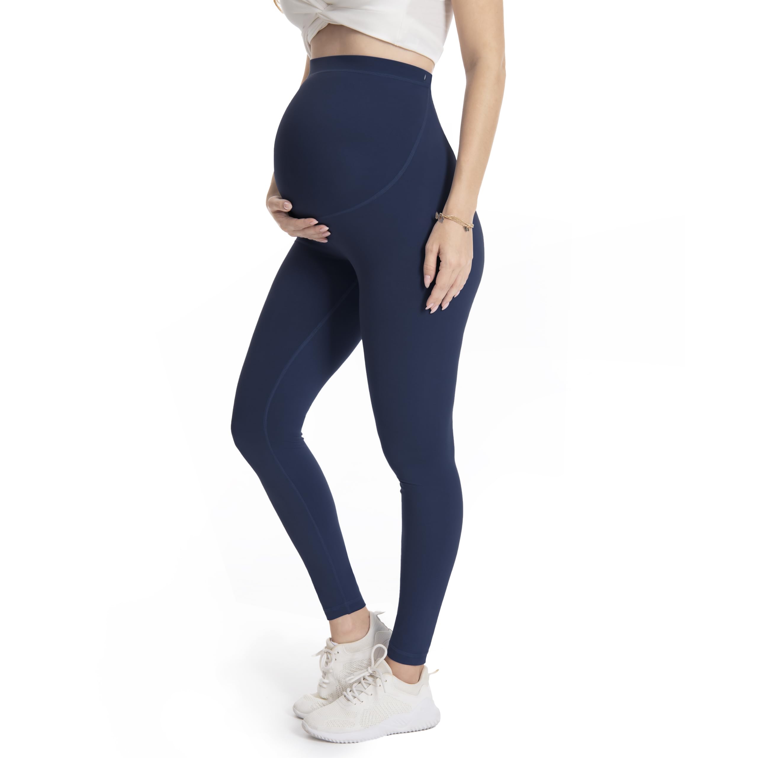 WELL&JUST Maternity Leggings Over The Belly - Ultra Soft Pregnancy Active Wear for Workout & Casual, High Waist Yoga Tights for Women - Perfect for Yoga, Gym, Running and Everyday Comfort