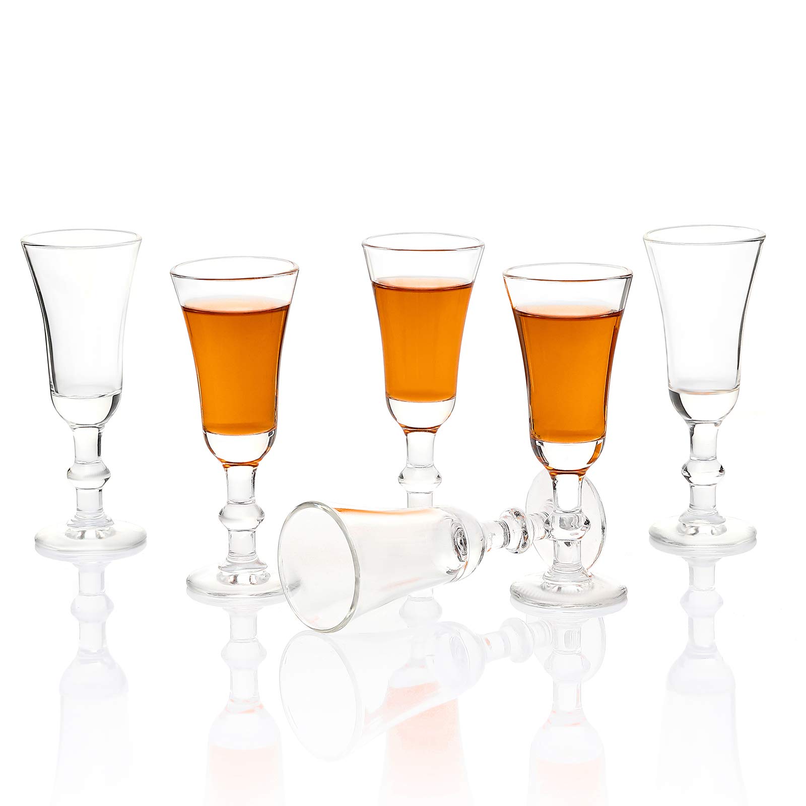 Premium 1 oz Lead-Free Limoncello Cordial Glasses Set of 6 - Crystal Clear Aperitif Glasses for Cocktails, Liqueurs & Dessert Wines - Perfect for Italian Drinks, Home Bar & Dinner Parties