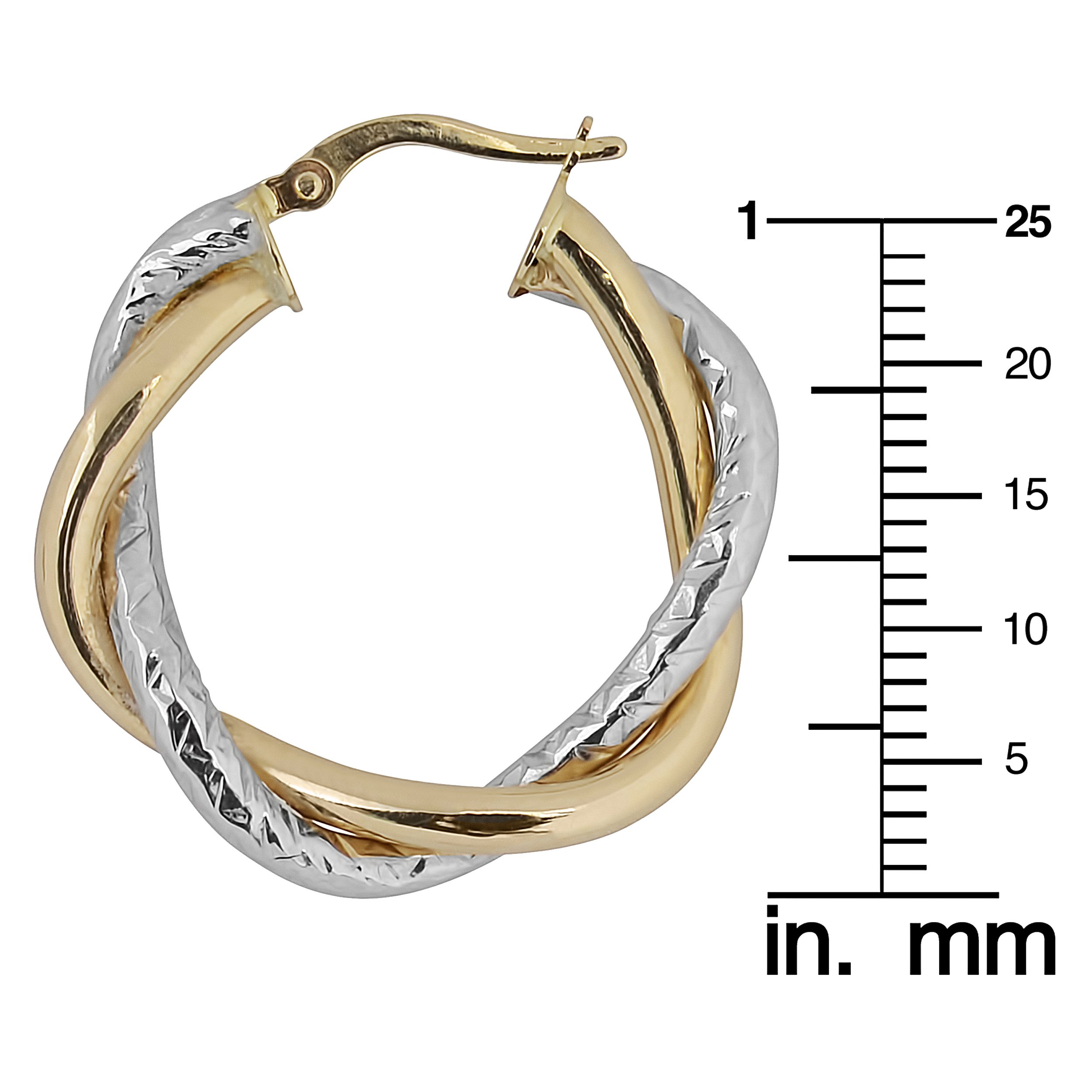 10K Gold Diamond-Cut Double Hoop Earrings for Women - Intertwined Polish Design, Elegant Dangle Drop Earrings for Party, Wedding & Everyday Wear