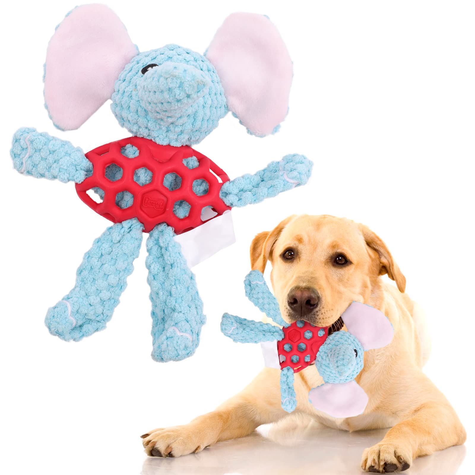 PUMYPOREITY Squeaky Dog Toy for Small, Medium & Large Dogs - Durable Plush Puppy Chew Toy with Crinkle & Squeakers - Interactive Teething Toy for Aggressive Chewers - Perfect for Playtime, Training & Dental Health