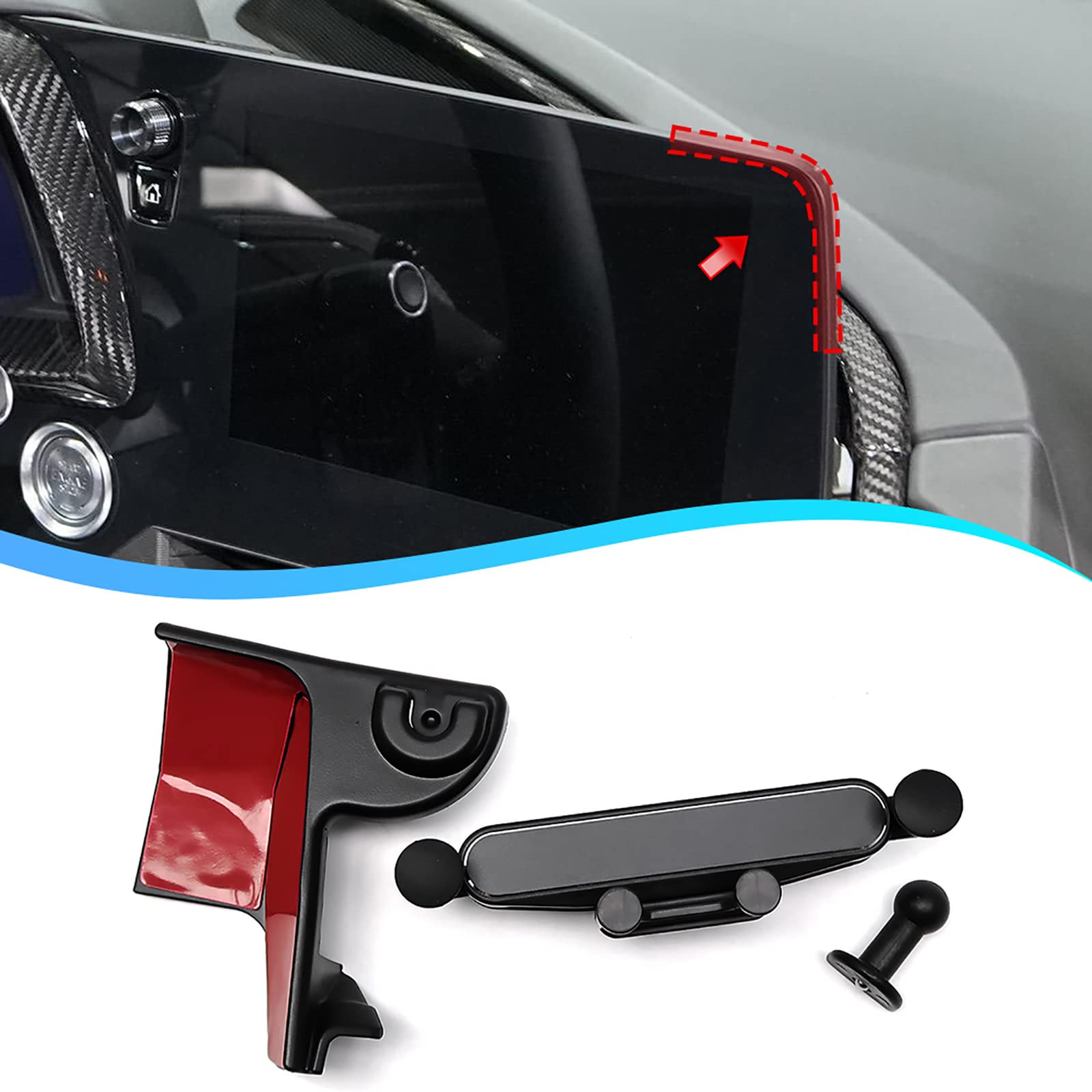 2020-2023 C8 Corvette Car Phone Mount - Adjustable Interior Dashboard Phone Holder for iPhone & Android - Perfect for GPS Navigation & Hands-Free Driving