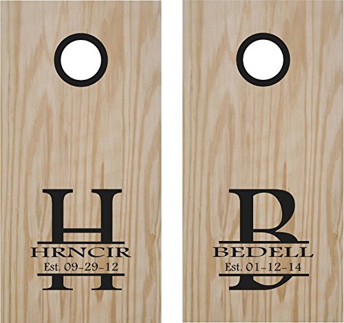 Custom Monogram Family Name & Anniversary Cornhole Board Vinyl Decals - Extra Large (2-Pack) - Personalized Wall Stickers for Home, Game Room & Outdoor Decor - Perfect for Parties, Tailgating & Family Gatherings