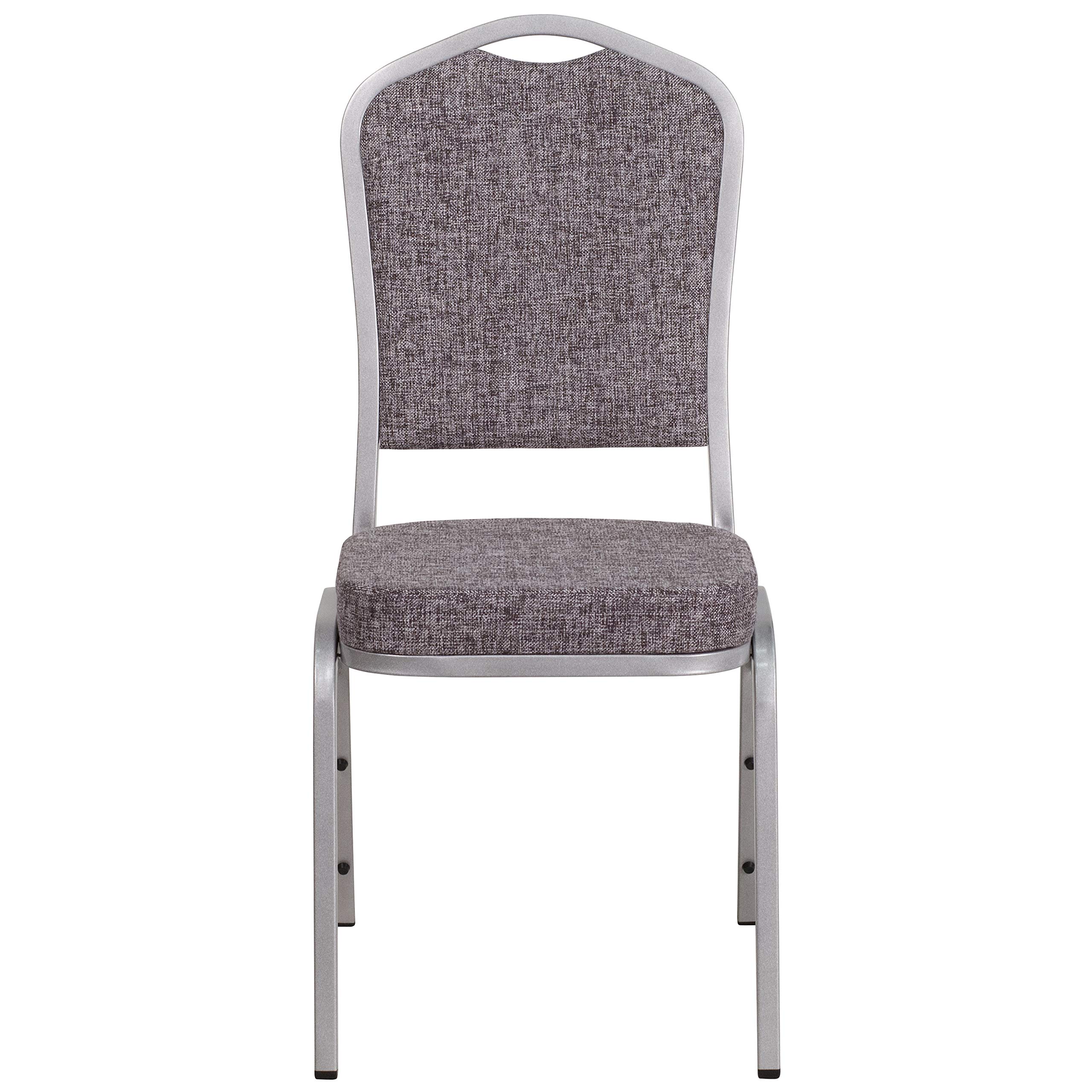 4 Pack Stackable Banquet Chairs with Herringbone Fabric & Silver Metal Frame - Perfect for Weddings, Events, and Home Dining