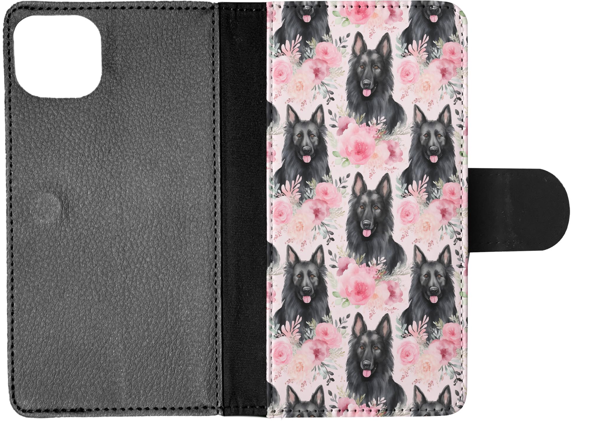 Stylish Belgian Sheepdog Puppy Faux Leather Flip Wallet Case for Apple iPhone 15 Plus - Perfect for Dog Lovers & Everyday Use