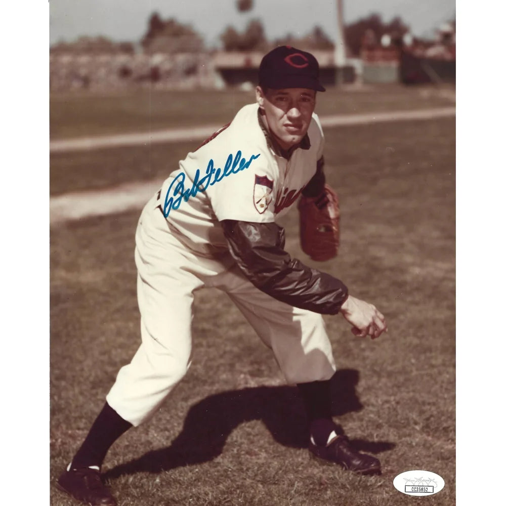 Bob Feller Autographed 8x10 Photo with JSA COA - Cleveland Guardians Memorabilia - Perfect for Sports Collectors, Fans, and Home Decor