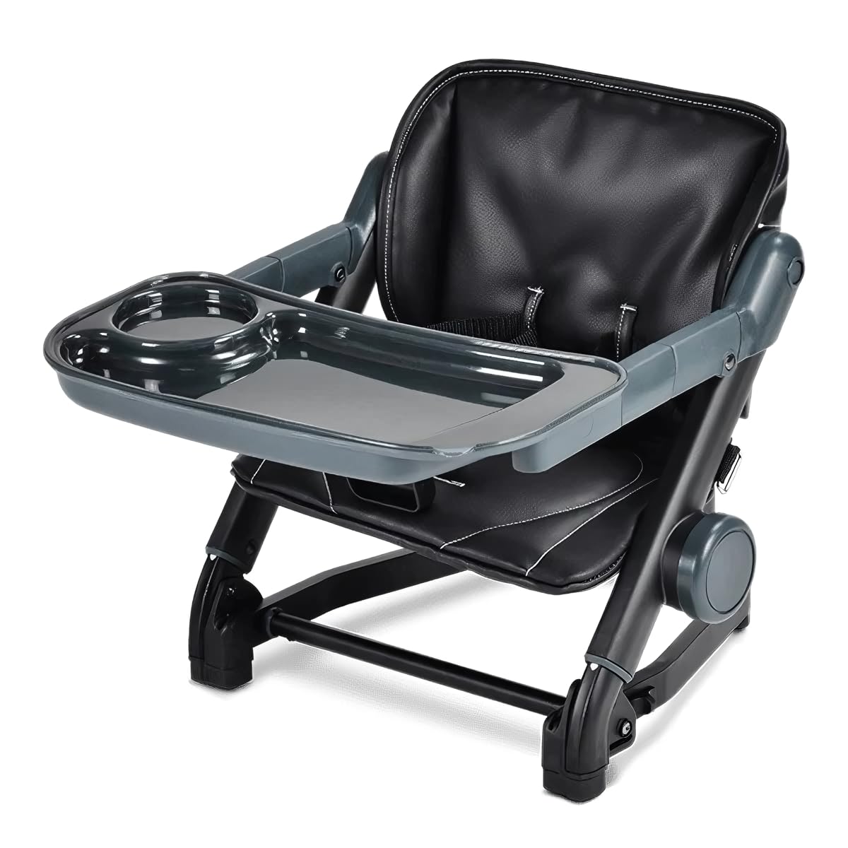 Voltz Toys 3-in-1 Travel Booster Seat for Kids - Adjustable, Foldable & Portable High Chair with Safety Harness - Perfect for Babies, Toddlers & Travel - Use at Home, Restaurants or Road Trips (Black)