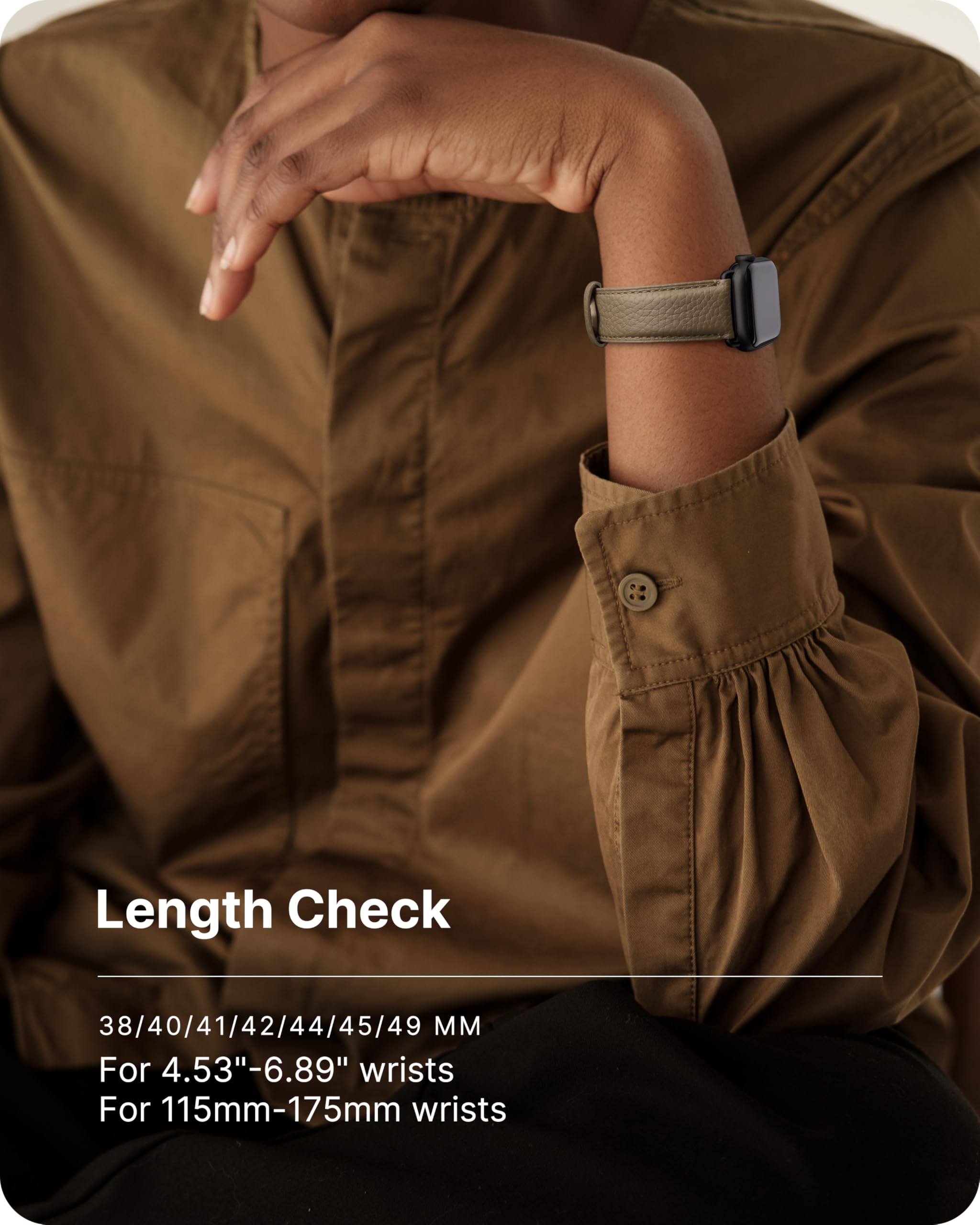 Fullmosa Genuine Leather Apple Watch Bands for 38mm 40mm 41mm 42mm 44mm 45mm 49mm - Compatible with Series 9/8/7/6/5/4/3/2/1/SE/Ultra - Elegant Dressy Strap with Protective Case for Women - Perfect for Office, Dating & Formal Occasions