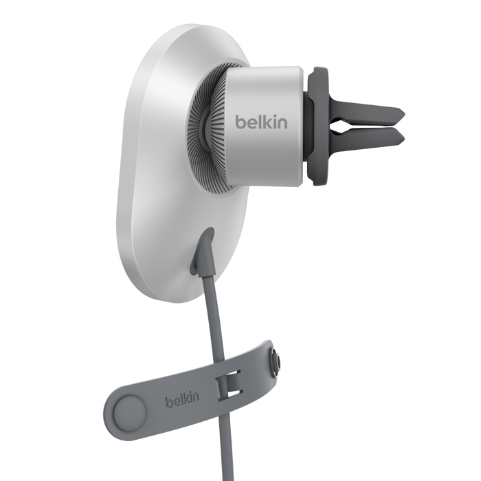 Belkin Magsafe Car Charger for iPhone 12/13/14 - 15W Fast Wireless Charging - Gray - Perfect for Road Trips & Commuting