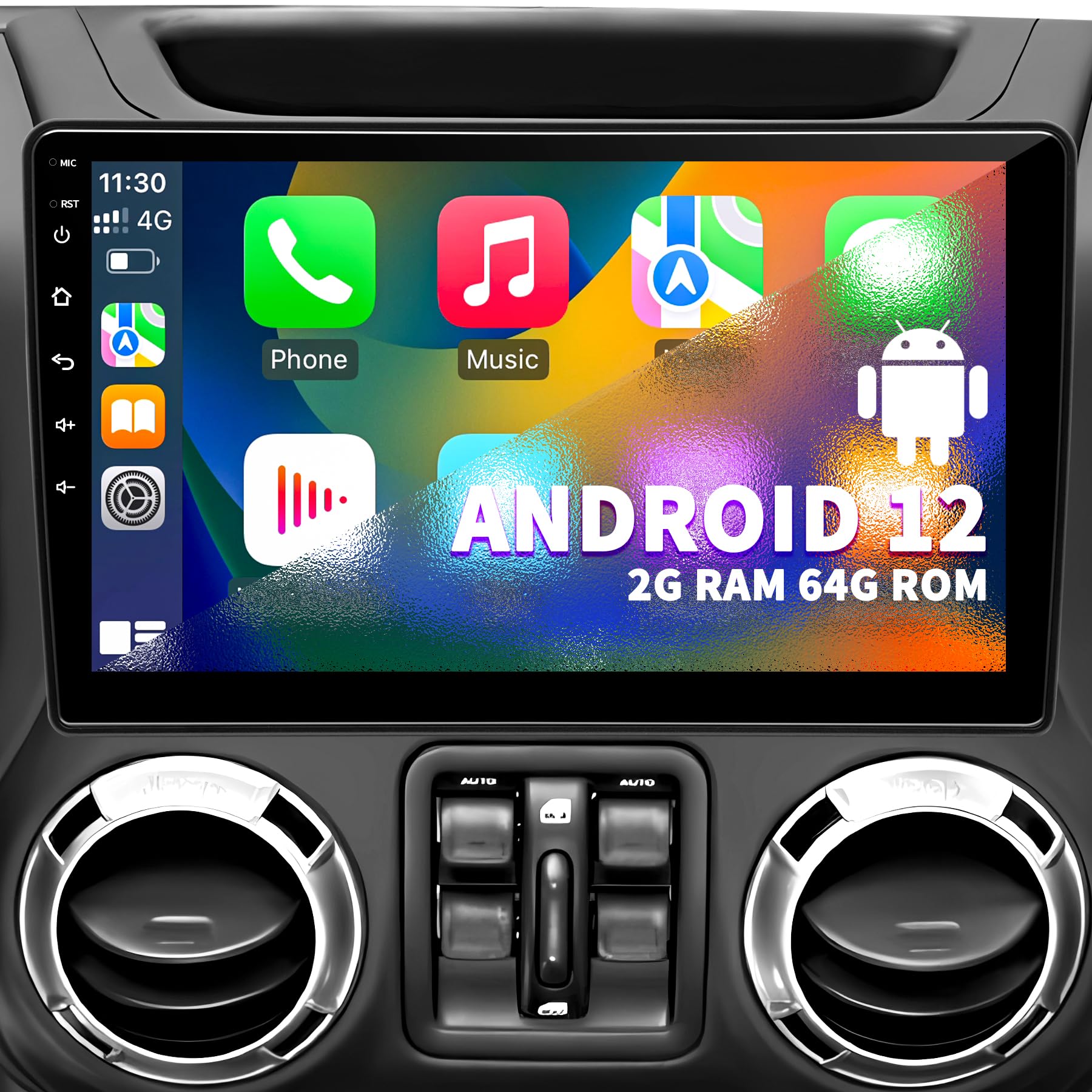 Jeep Wrangler JK Compass Grand Cherokee Dodge Ram 1500 Car Stereo - Android 12 OS 10
