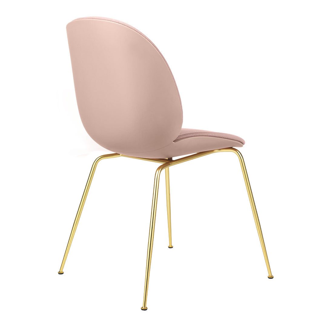 Beetle Dining Chair - Modern Upholstered Seat with Brass Semi-Matte Conical Base - Perfect for Dining Rooms, Kitchens & Home Offices