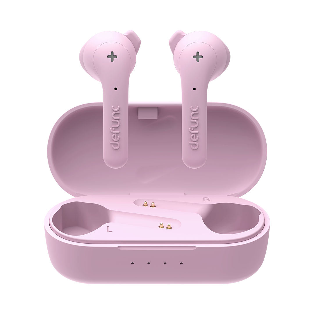 Defunc True Basic True Wireless Earbuds - Pink Bluetooth Headphones for Gym, Running & Workout | Sweatproof Wireless Earbuds with Mic for iPhone & Android