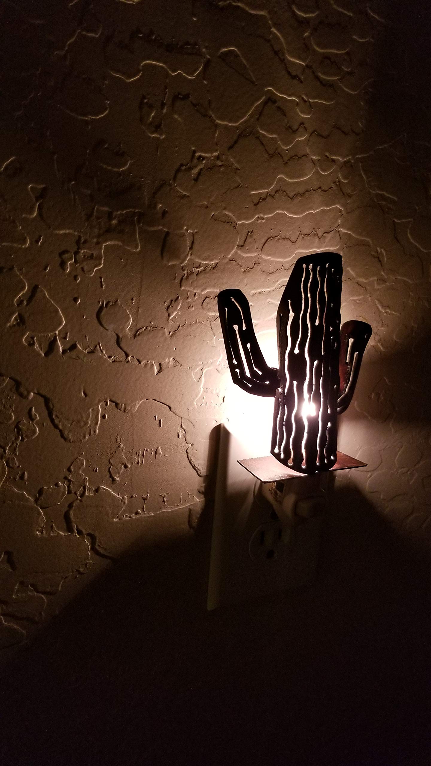 Rustic Saguaro Cactus Night Light - Handmade Rusted Steel Decor for Bedroom, Nursery, or Living Room - Perfect for Southwest Home Decor and Cozy Nighttime Ambiance