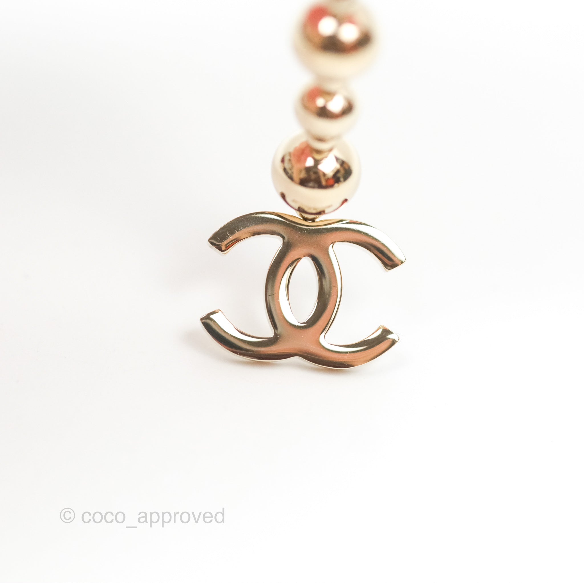 Chanel CC Bead Long Drop Earrings - Gold Tone 21S Collection | Luxury Fashion Jewelry for Women | Perfect for Parties, Weddings & Special Occasions