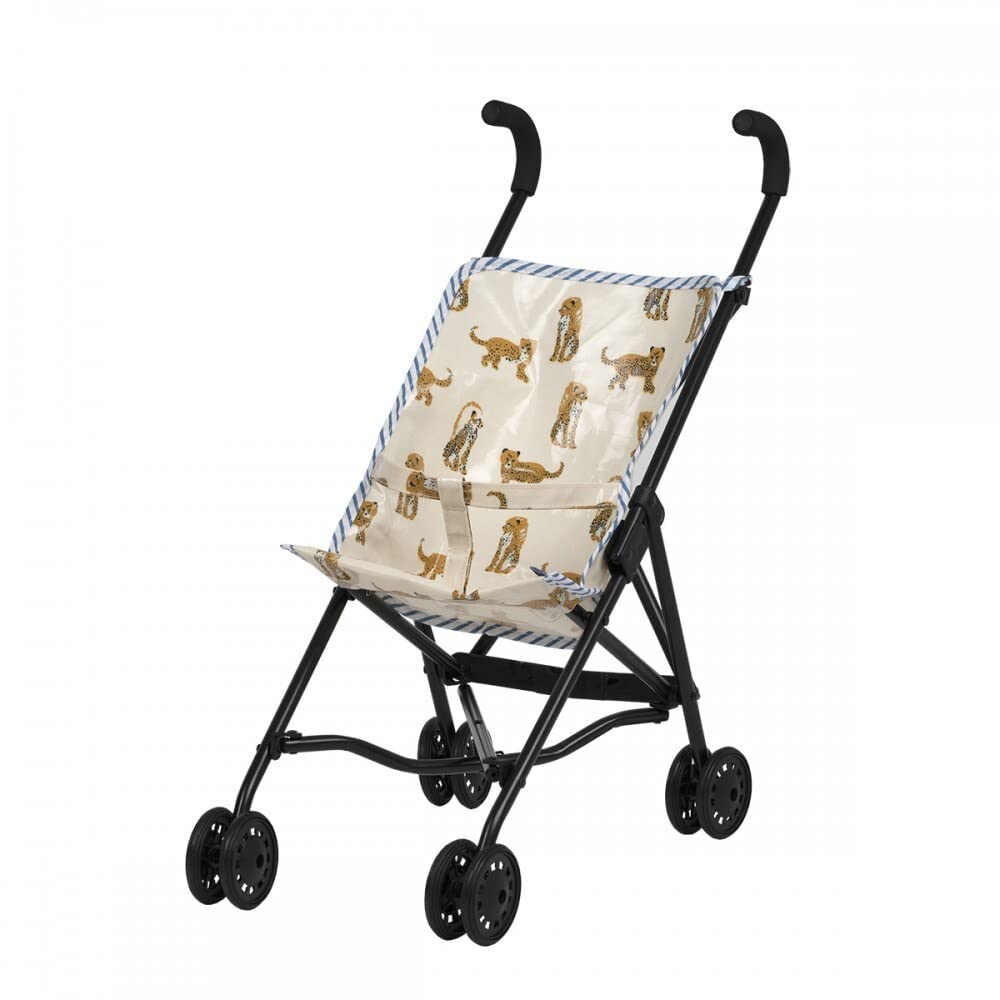 Petit Jour Paris Toy Stroller for Kids - Jaguar Print Baby Doll Stroller | Perfect for Pretend Play, Outdoor Walks & Toddler Role Play Activities