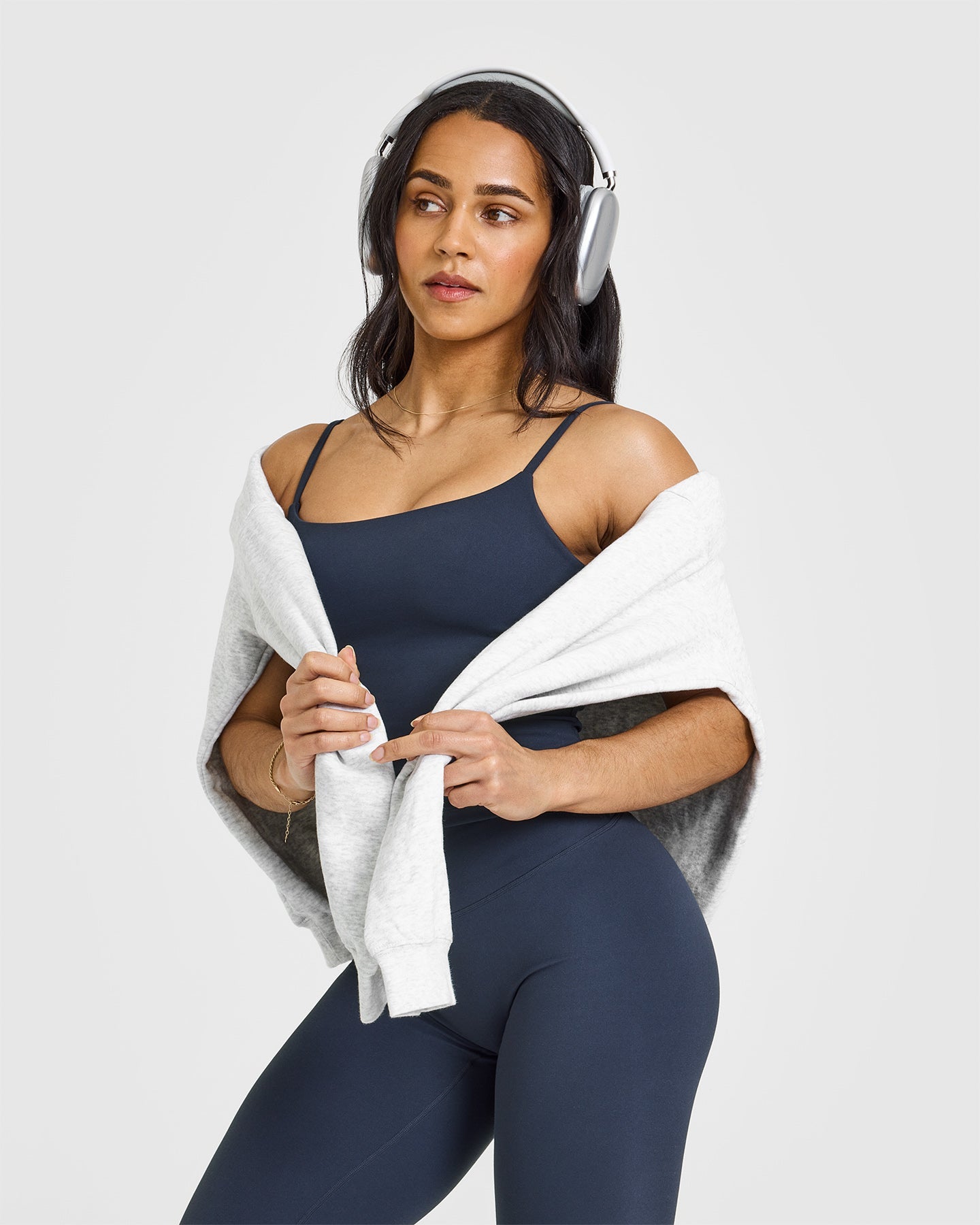 SoftMotion™ Strappy Mid Vest with Built-in Bra Shelf - True Blue | Workout, Yoga & Running Top for Women