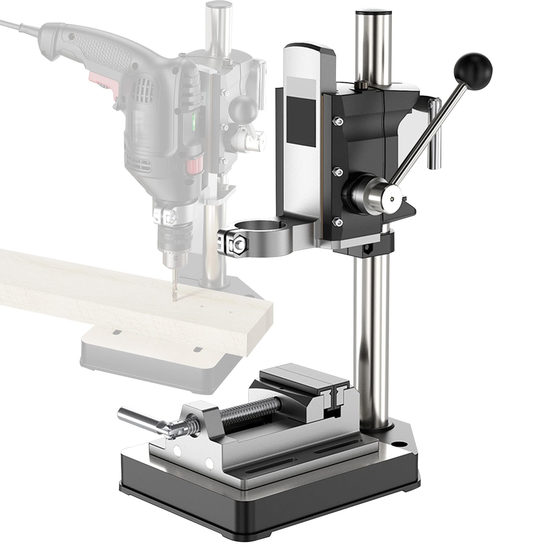 Universal Drill Press Stand for Hand Drill with Adjustable Vise - Benchtop Work Station for Precision Drilling | Perfect for Woodworking, Metalworking & DIY Projects